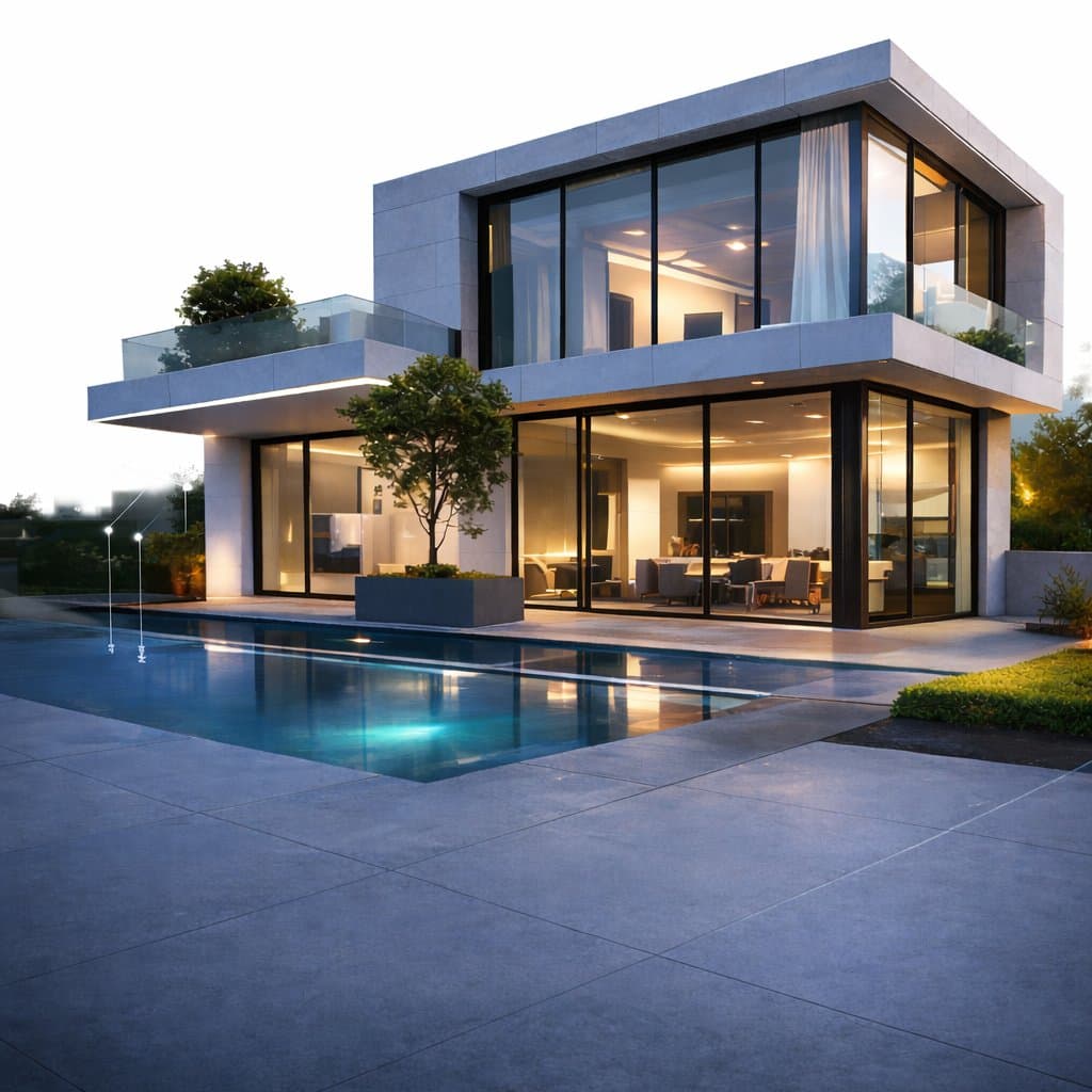 Modern luxury home with aluminium window systems